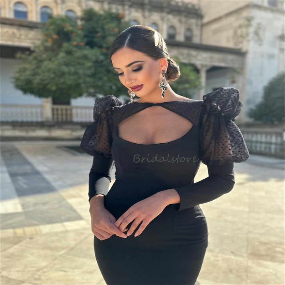 Spanish Black Flamenco Prom Dress With Polka Dot Tulle Sexy Backless Long Sleeve Dance Evening Gown Ruffles Costume Formal 2023 Robe De Mariee Vestido