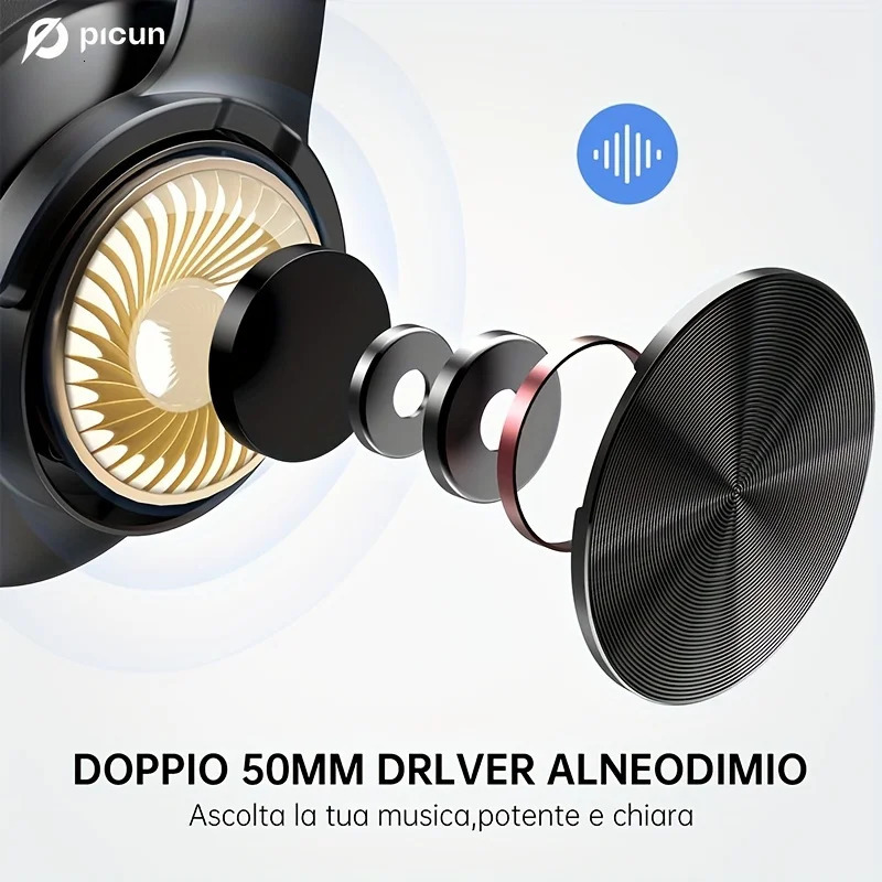 Headsets Picun B8 Bluetooth Headphones Over-Ear Foldable Wireless and Wired Stereo Headset Micro SD/TF for Cell Phone PC 231128