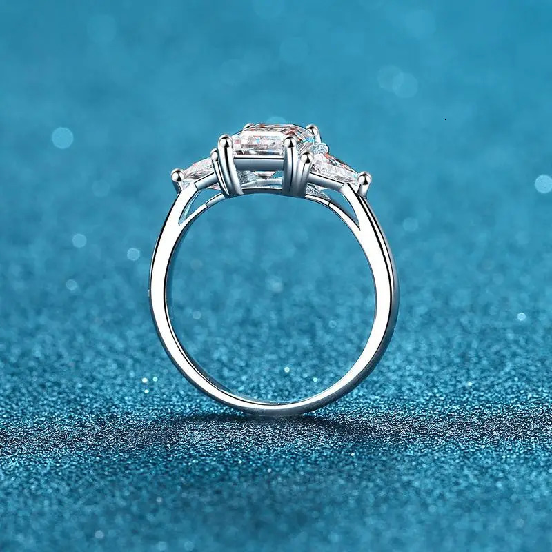 Radiant Cut 3ct Moissanite Wedding Band for Women 2024 GRA Certified Lab Grown Dia Platinum Plated Promise Ring