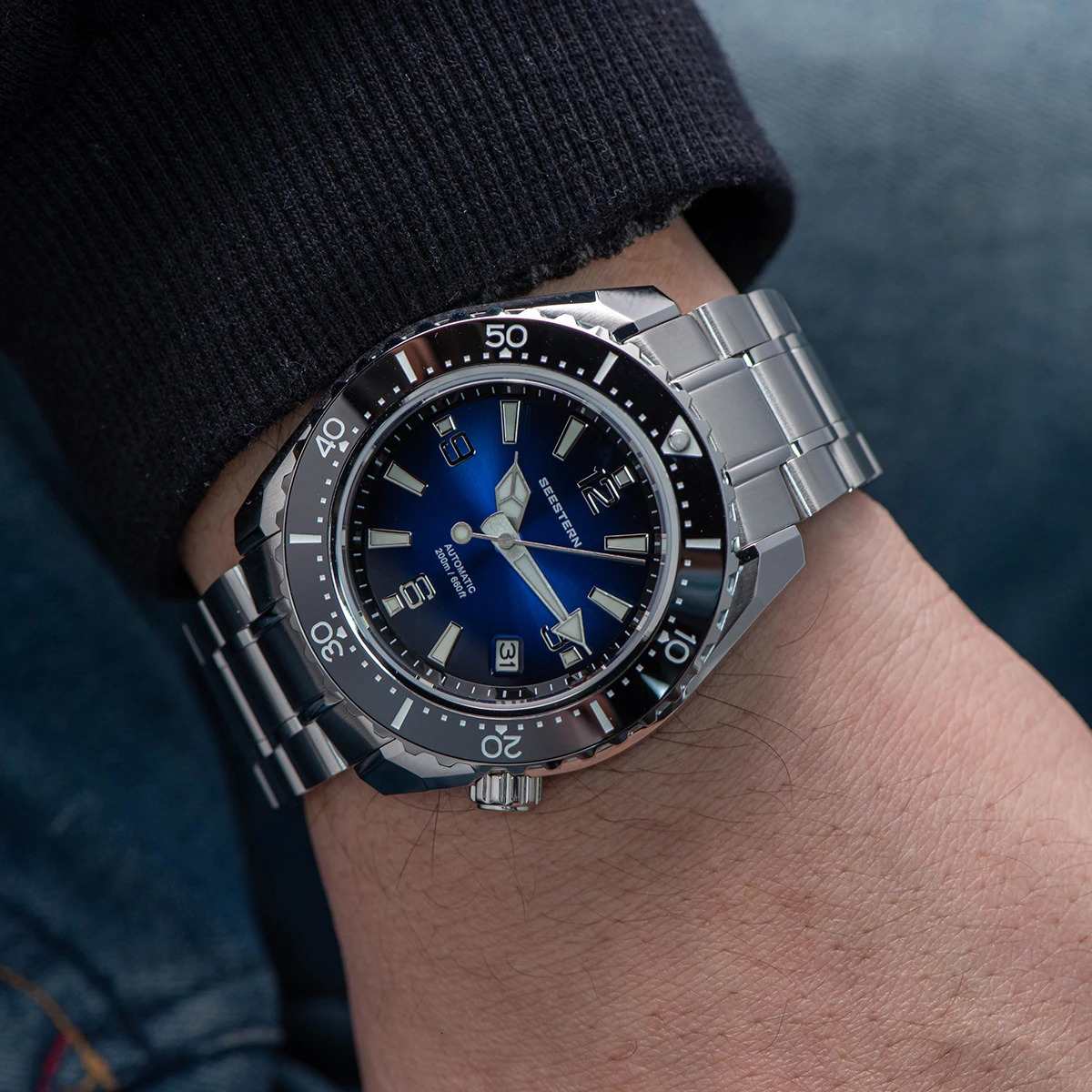 Wristwatches SEESTERN Automatic Diving Watch of Men NH35 Movement Mechanical Wristwatches Sapphire Mirror Water Resistance Full Luminous 231128