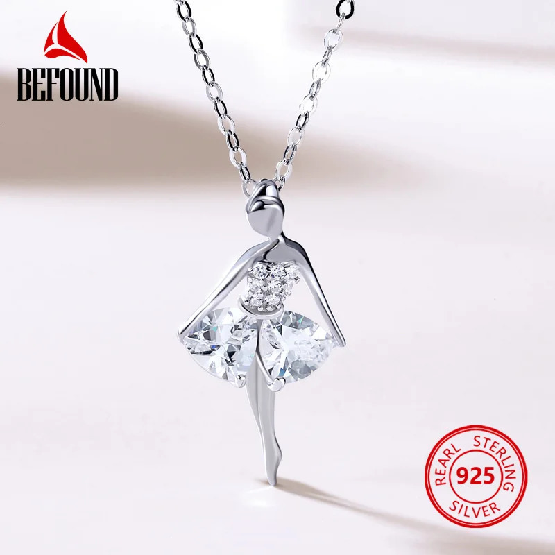 Chokers Elegant Ballet Dancer Shape Pendant Necklace for Women 925 Silver Jewelry Real Certified Rose Gold Zircon Inlaid 231129