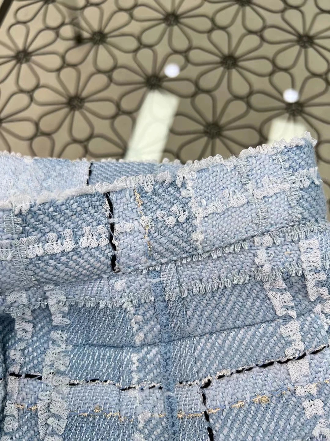 Skirts Women's Wool Tweed Short Skirt A-Sub Skirt Blue Plaid Autumn Winter 231129