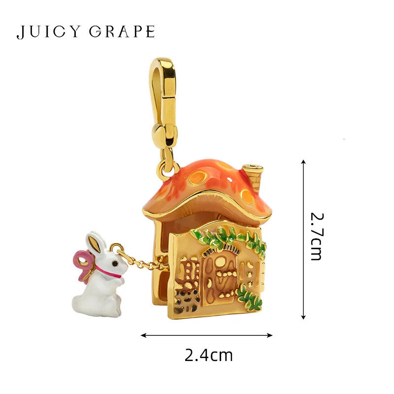 Chokers Juiry Grape Mushroom House Pendant Necklace White Rabbit Charm Sweater Chain Keychain 18K Gold Plated Birthday Christmas Gift 231129