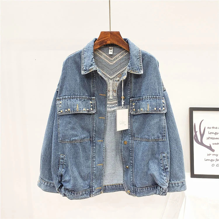 Women s Jackets Embroidered Fringed Denim Jacket Women Oversized Rivets Tassel Jeans Coats Urban Gypsy Stylish Outfit 231129