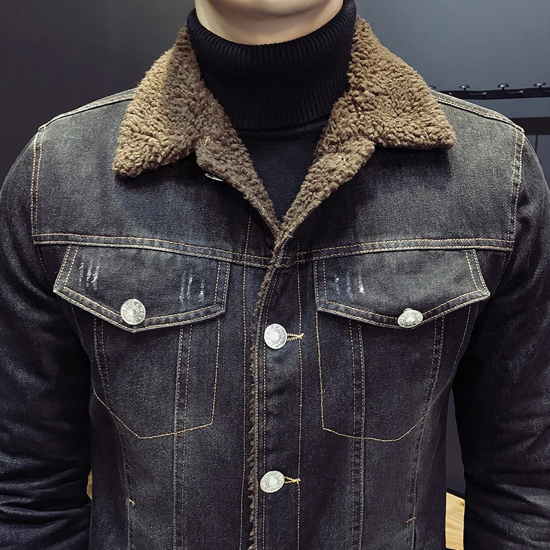 Men's Jackets Autunm And Winter Men's lamb velvet light denim jacket slim jacket Denim Jacket Velvet Jean Coat Mens Casual Denim Outwear 231