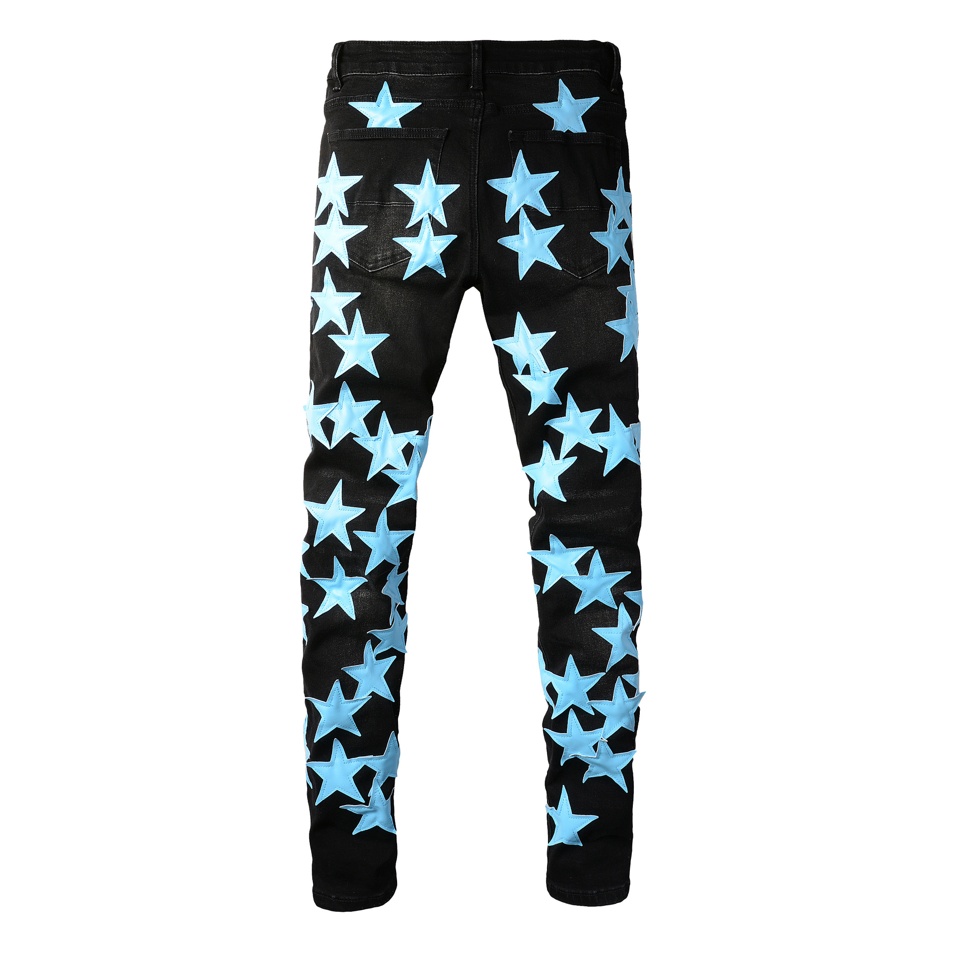 Men high street skin star embroidery washed cotton amiryes black hole jean