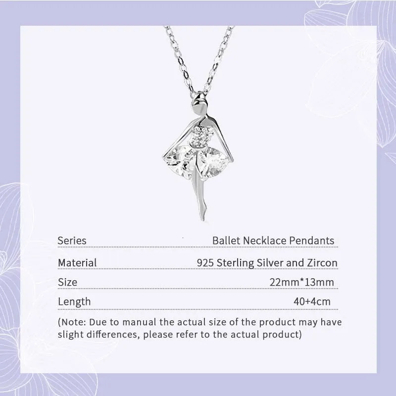Chokers Elegant Ballet Dancer Shape Pendant Necklace for Women 925 Silver Jewelry Real Certified Rose Gold Zircon Inlaid 231129