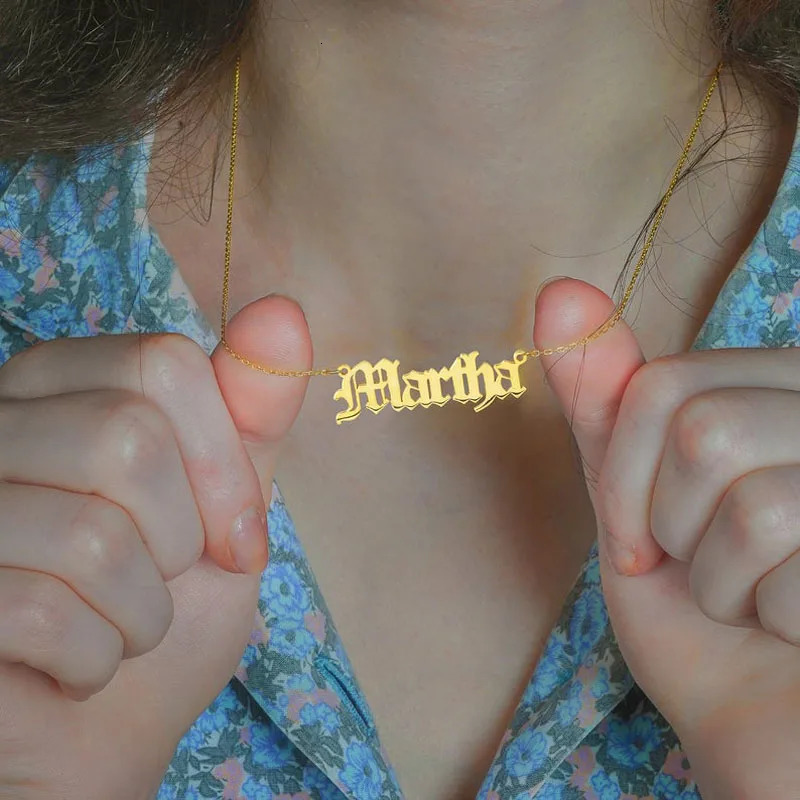 Pendant Necklaces Custom Personalized Name Necklace 925 Sterling Silver Plated 18K Gold Letter Nameplate Fashion Jewelry for Women Unique Gift 231128