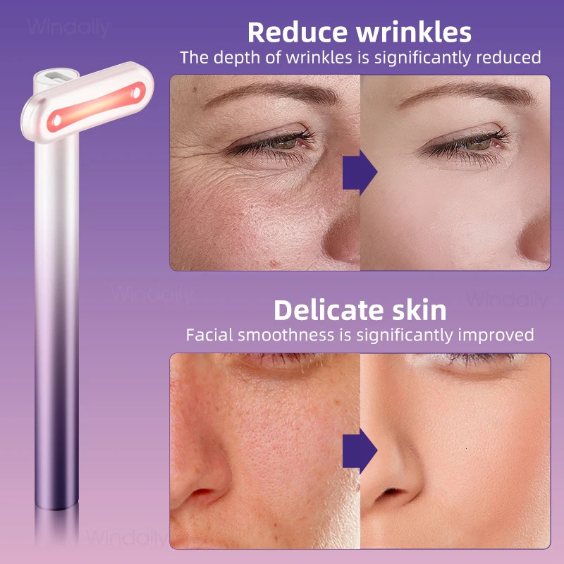 Face Care Devices 4 in 1 Wand EMS Microcurrent Vibration Warm Red Light Face Lifting Machine Skin Tightening Device Neck Eye Massager Tools 231128