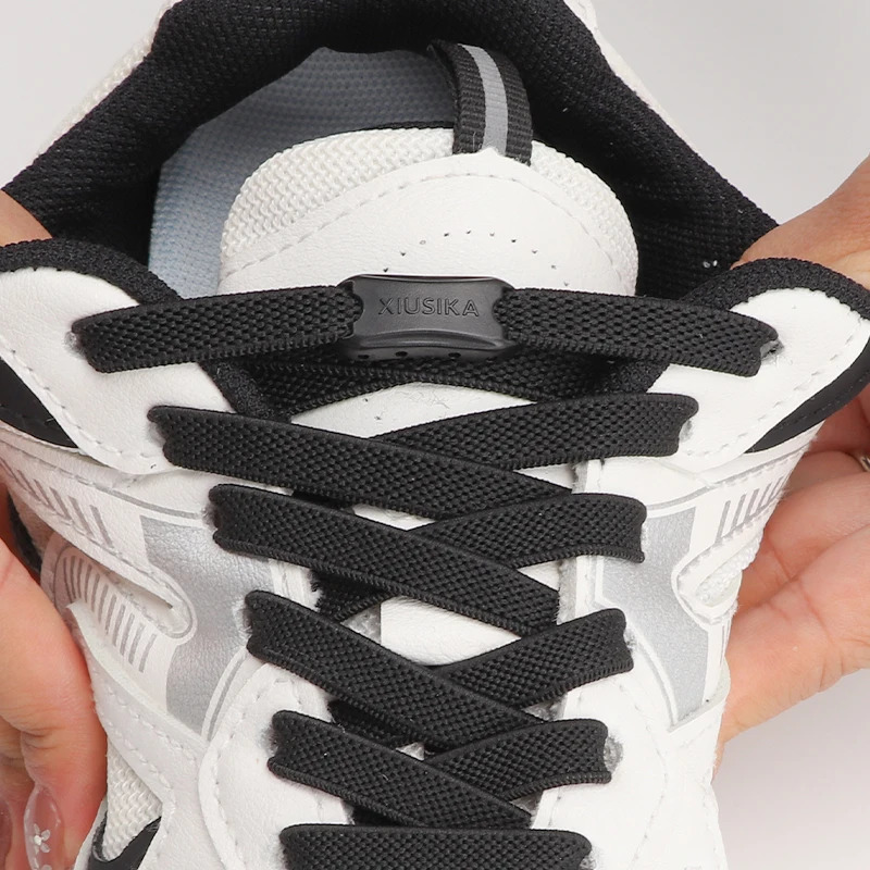 Shoe Parts Accessories 1Pair Elastic Laces Sneakers Tennis No Tie Shoelaces Adults Kids 8MM Wide Flats Rubber Shoelace Without Ties Shoes Accesories 2