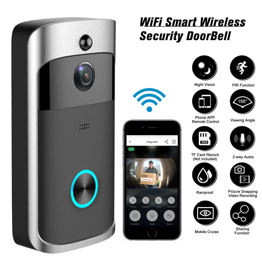 Video Door Phones Smart Doorbell Camera Wifi Wireless Call Intercom Video Eye For Apartments Bell Ring Phone Home Security Cameras