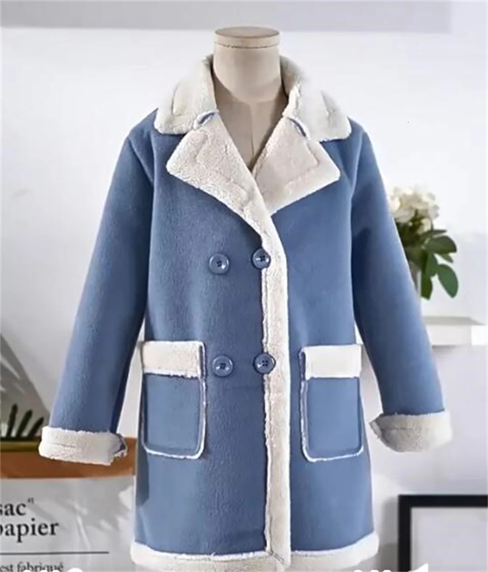 Down Coat Children's Wool Blends Coats for Girls Winter Teenager Snow Wear Fur Outerwear Jackets Thick Warm Coat 6 7 8 9 10 11 12 14 Years 231129
