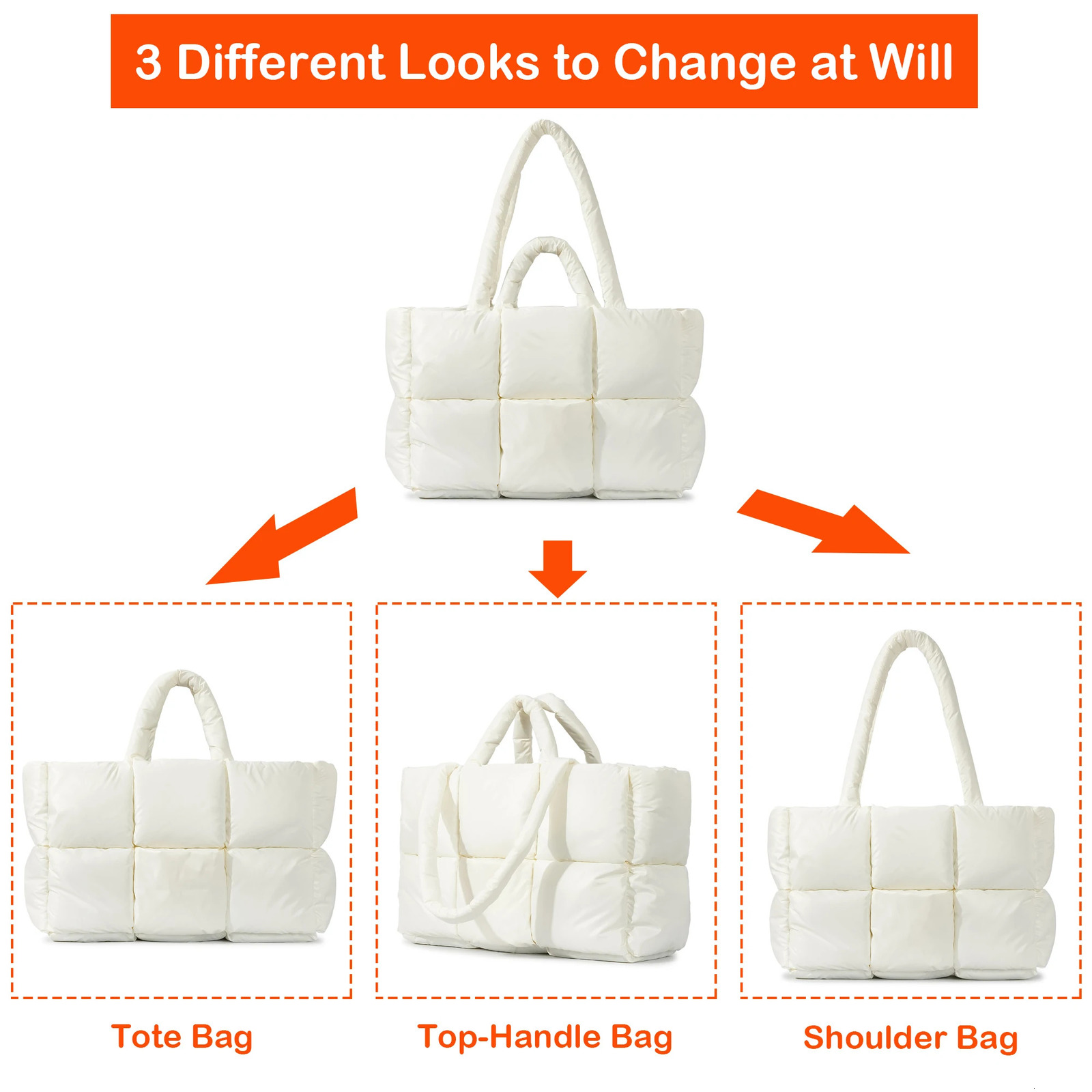 Evening Bags Herald Puffer Tote Bag for Women Large Quilted Puffy Handbag Lightweight Winter Down Cotton Padded Trendy Shoulder Purse 231128 122c