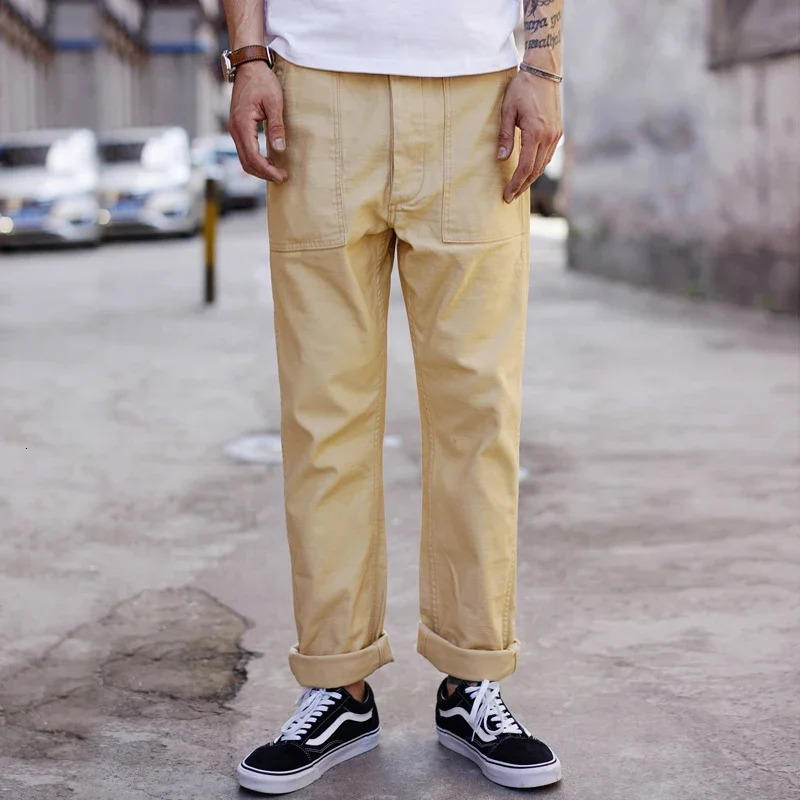 Men's Pants SauceZhan OG-107 Fatigue Utility Pants Military Pants VINTAGE Classic Olive Sateen Men's Baker Pants Satin Cotton Straight Fit 2