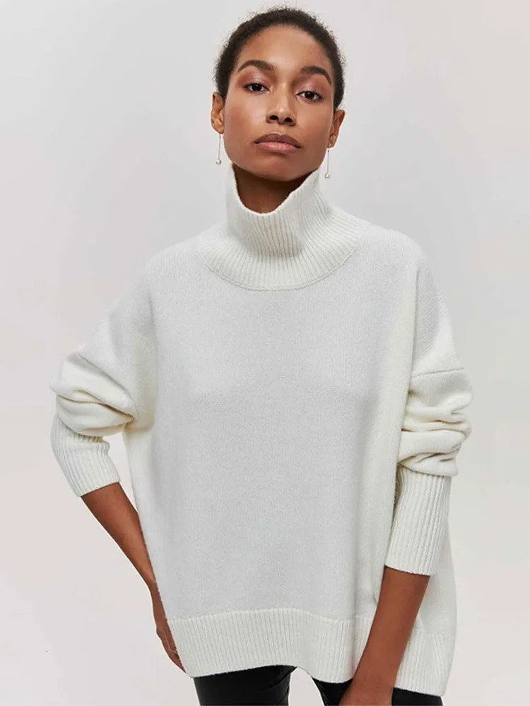 Womens Sweaters Solid Turtleneck Long Sleeve Pullover For Women Fashion Chic Autumn Winter Casual Loose Streetwear Top 231129
