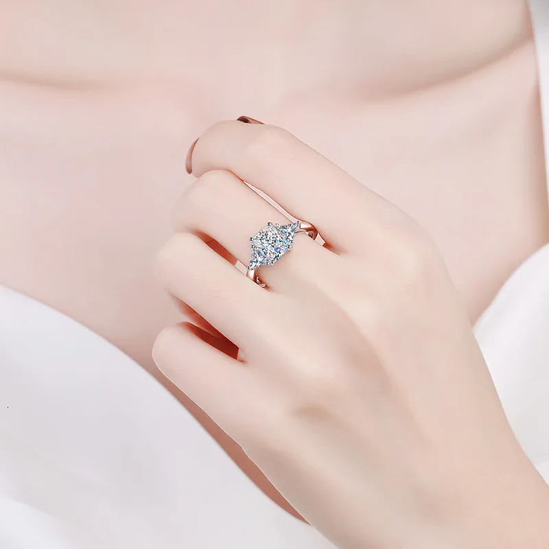 Radiant Cut 3ct Moissanite Wedding Band for Women 2024 GRA Certified Lab Grown Dia Platinum Plated Promise Ring