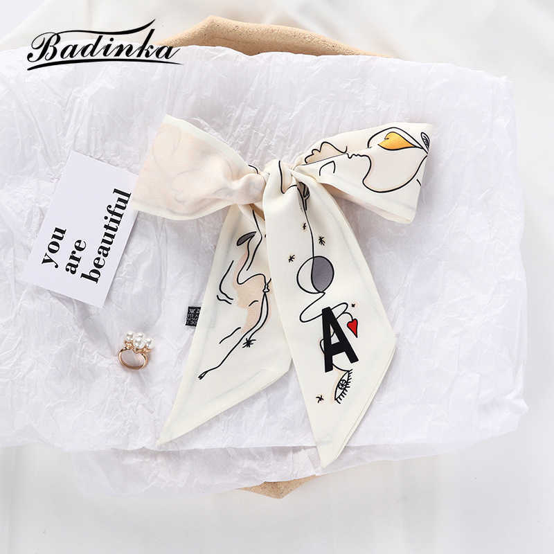 Scarves 26 Initial Letter Silk Hair Satin Scarf Bag Skinny Scarves Design Wrist Towel Foulard Neckerchief Headband for Ladies 2022 J230428
