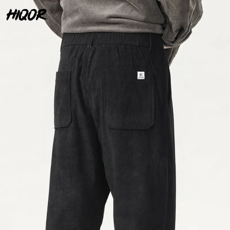 Men's Pants HIQOR Autumn Winter Thicken Corduroy Sweatpant Male Baggy Jogger Fashion Streetwear Loose Vintage Casual Straight Pants Man 231129