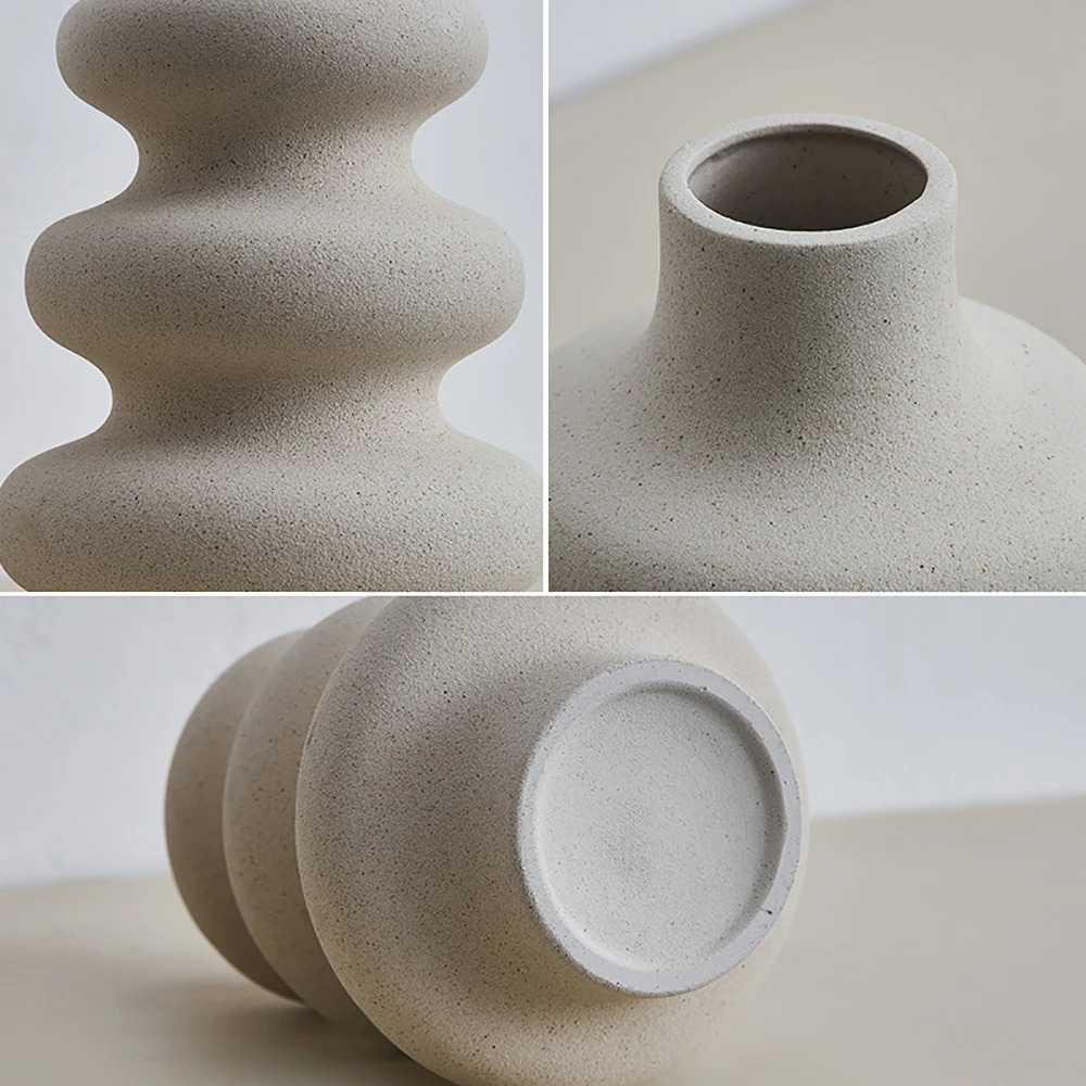 Vases Nordic Style Ceramic Vase Decoration White Modern Home Flower Pot Living Room 231128