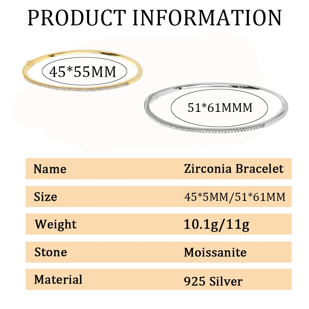 Bangle Poulisa Micro Pave S925 Closed Bracelet for Women 925 Silver Round Cut Mossan Moisa Cuff Bangle Jewels Gift Pulsera 231128