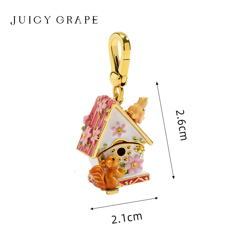 Chokers JUICY GRAPE House of Charms Pendant Necklace Sweater Chain Squirrel Keychain 18K Gold Plated Christmas Gifte 231129