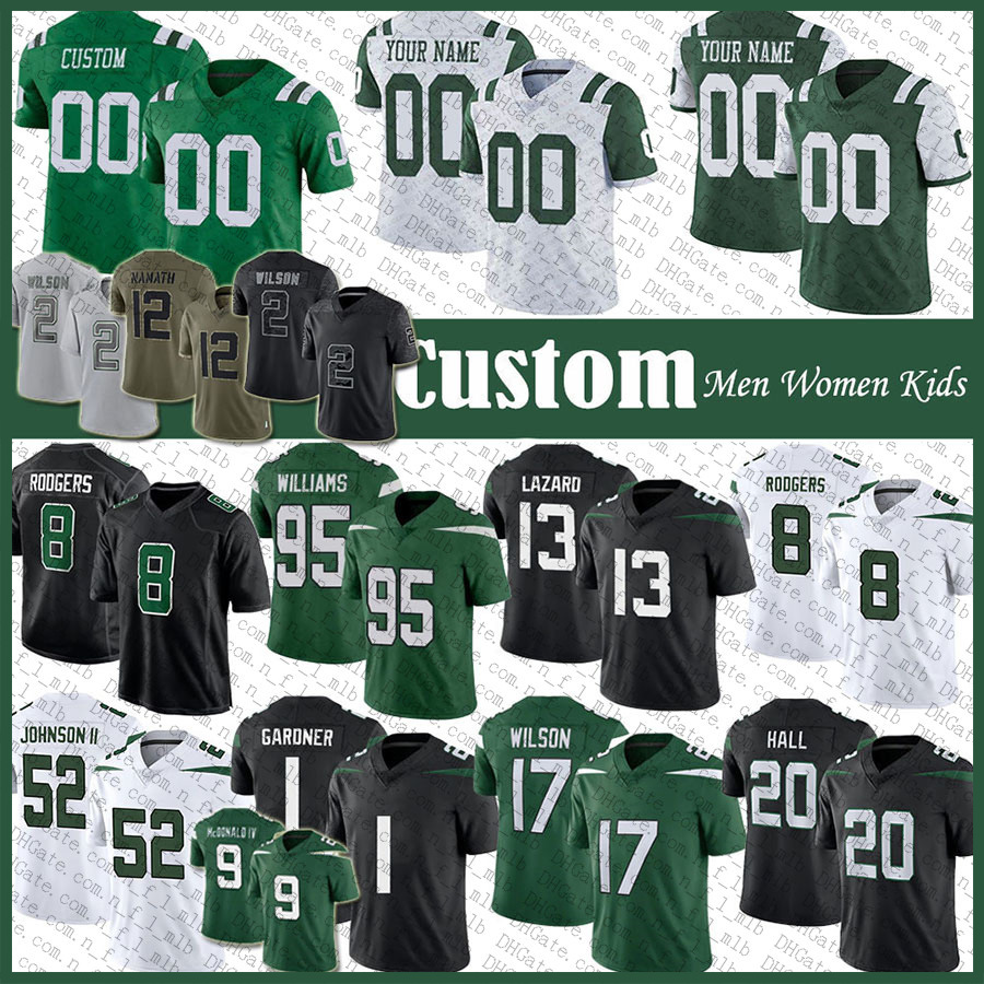 Custom 8 Aaron Rodgers Allen Lazard Football Jersey Ahmad Sauce Gardner Garrett Wilson Breece Hall Quinnen Williams Jermaine Johnson II Corey Davis Will McDonald IV, Shown
Custom 8 Aaron Rodgers Allen Lazard Football Jersey Ahmad Sauce Gardner Garrett Wilson Breece Hall Quinnen Williams Jermaine Johnson II Corey Davis Will McDonald IV, Shown