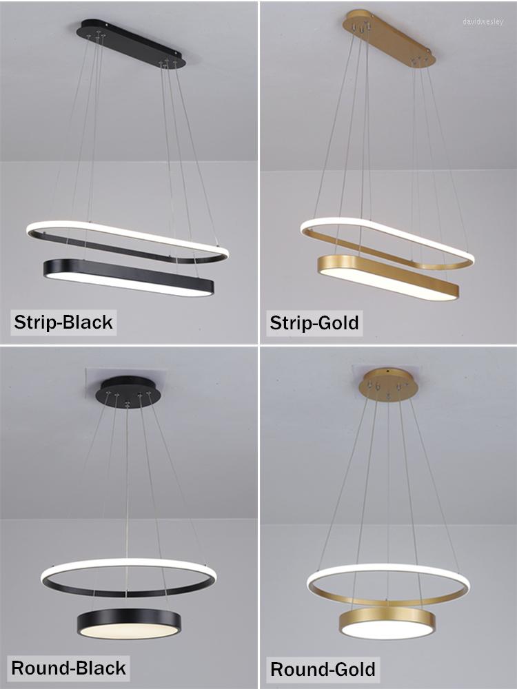Modern Chandeliers Led Pendant Lamp For Kitchen Dining Room Restaurant Gold Metal Ring Ceiling Hanging Chandelier Home Decor Light Fixture