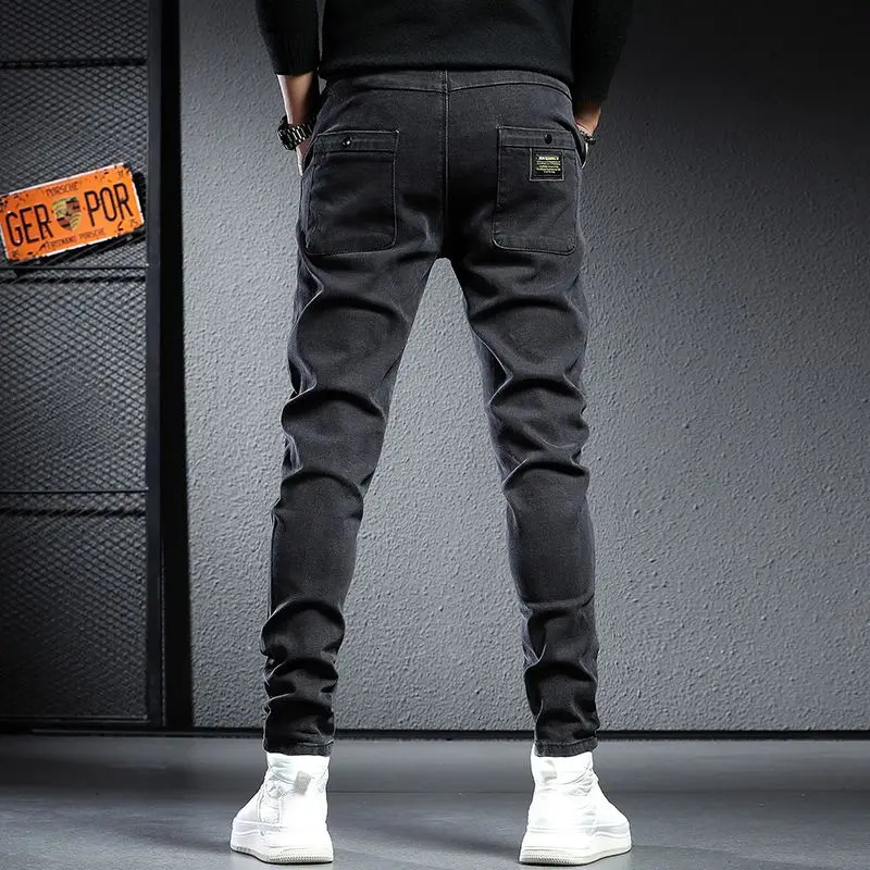 Men's Pants Autumn Winter High-end Fleece Plush Wool Streetwear Men's Clothing Casual Pants Men Elastic Waist and Full Length Joggers Jeans 