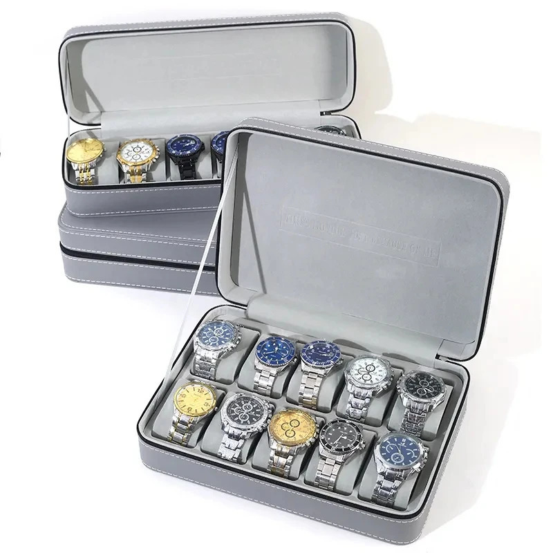 Watch Boxes Cases Zipper Bag 6/10/12 Girds Watch Organizer Portable Boxes Watch Case Bracelets Men's and Women's Multifunctional Display Box