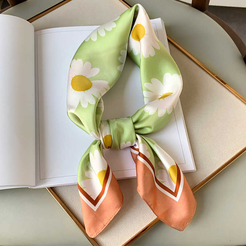 Scarves 7070cm Fashion Handkerchief Women Neck Scarf For Hair Small Shawls Wraps Cute Headband Square Head Scarfs For Ladies Dropship J230428