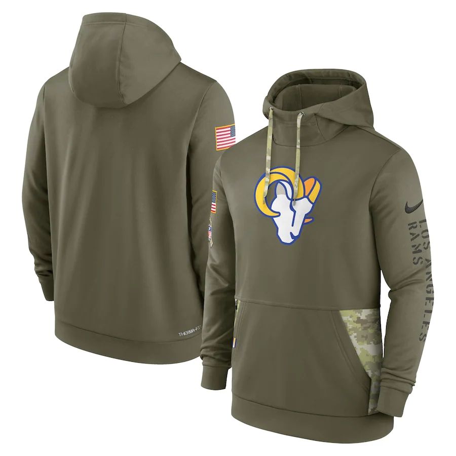 Tees Tonal Pullover Hoodie Los Angeles''Rams''MEN 2022 Salute to Service Therma Performance Pullover Long Sleeve T-Shirt