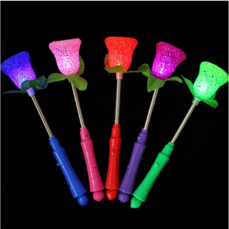 LED Light Up Rice Particed Spring Star Rose Shaking Glow Stick For Party Wedding Decoration Toys
