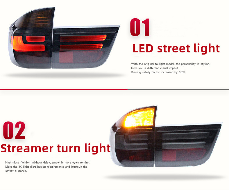 LED Tail Lights For BMW X5 E70 2007-2013 Rear Taillight Assembly Dynamic Signal Taillights DRL Brake Reverse Light