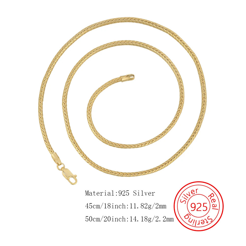 Chokers HOYON Real 18K Chain Gold Original Silver 925 Necklace 2m 1820inch Snake Dragon Bone Neck Collar for Men Women Fine Jewelry 231129