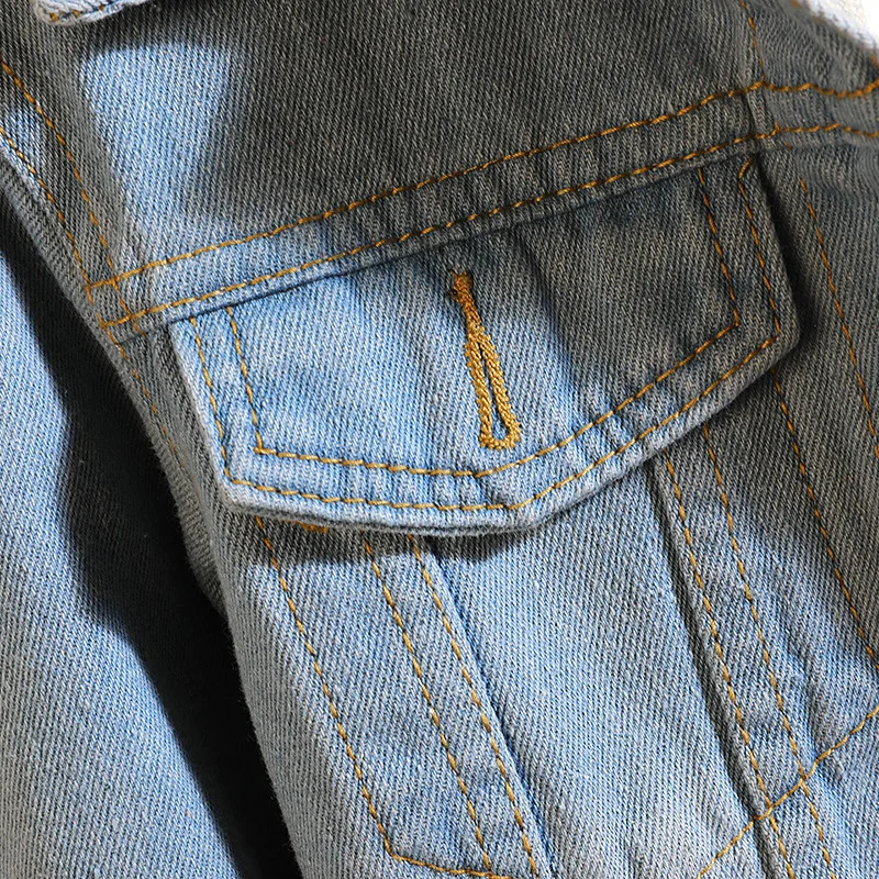 Men's Jackets Bomber Thin Ripped Male Cowboy Denim Jacket Trendy Fashion Jeans Spring Autumn Mens jackets drop top coat 231129