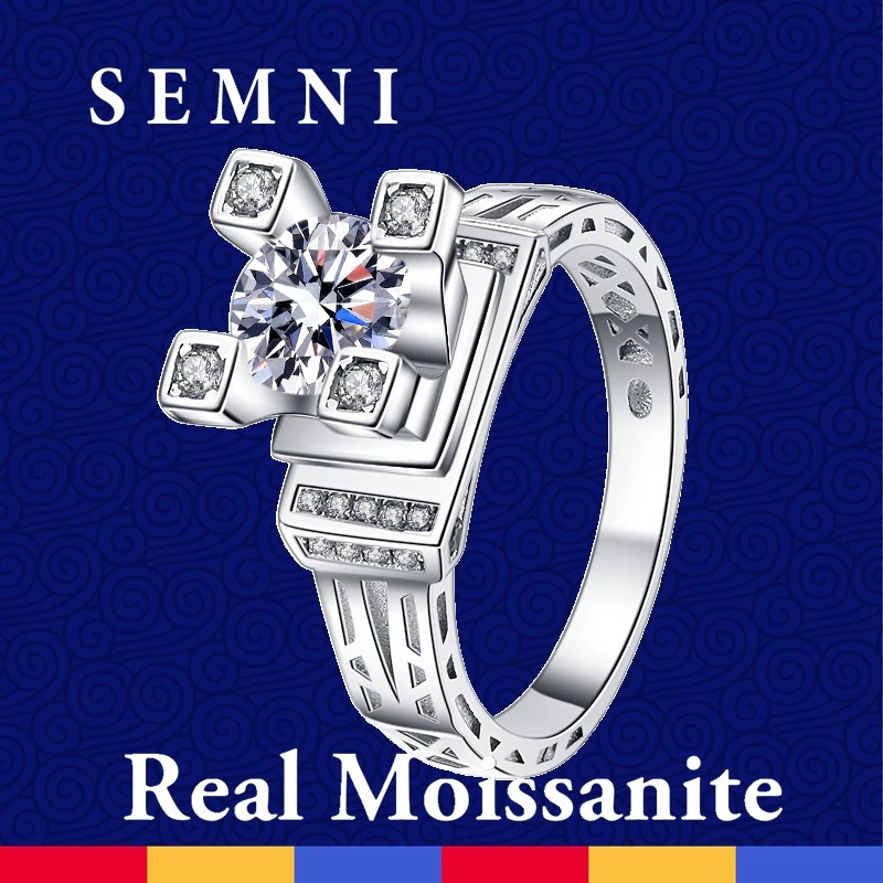 Wedding Rings SEMNI 10ct Eiffel Tower For Women Men Sparkling Lab Diamond 925 Sterling Silver Fine Jewelry Love Anillos 231128