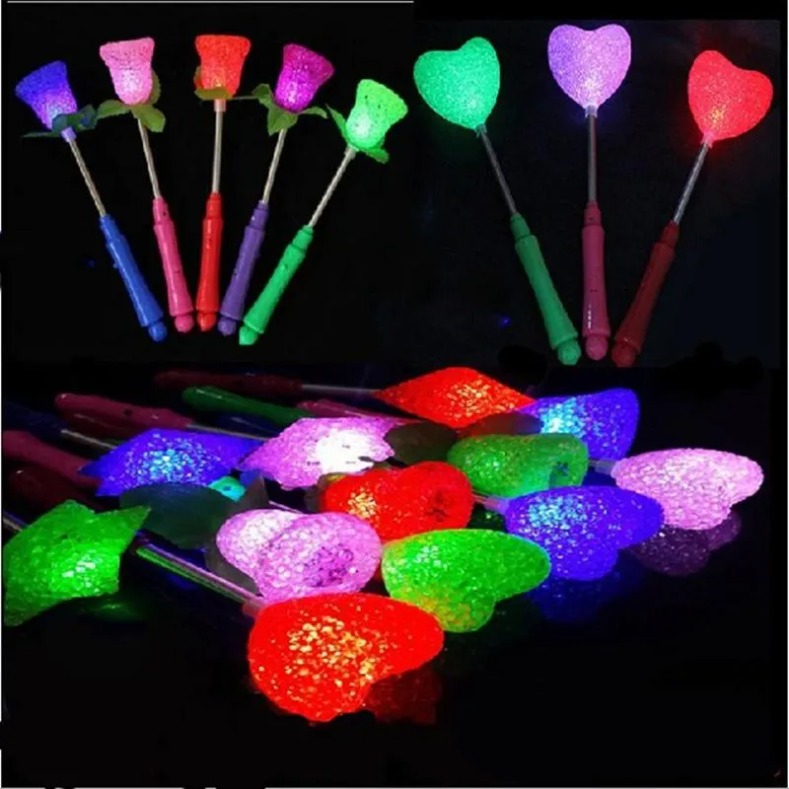 LED Light Up Rice Particed Spring Star Rose Shaking Glow Stick For Party Wedding Decoration Toys