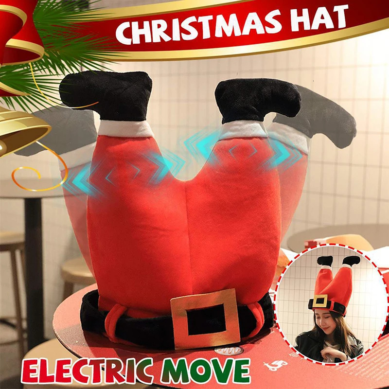 Beanie/Skull Caps Fun Spoof Prank Electric Christmas Hat Electric Christmas Gift Doll Sing Songs Santa Pants Toy Gift For kids Adults In Stock 231128