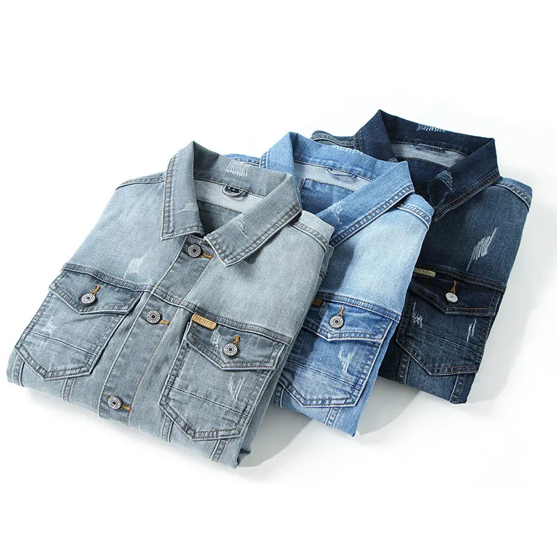 Men's Jackets Jacket Men's Casual Cotton Black Denim Jaqueta Jeans Masculina Slim Washed Retro Classic Blue Jeans Coat Male Men Clothing 231