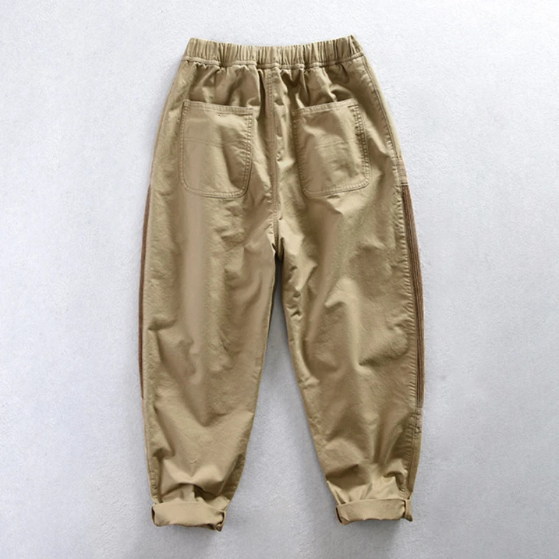 Men's Pants Autumn Men's 100% Cotton Fashion Cargo Pants Casual Loose Elastic Waist Soft Multi-pockets Street Trousers AZ637 231129