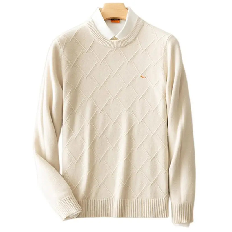 Men's Sweaters Men Autumn Casual Sweater Pullovers Long Sleeve Embroidery Harmont ONeck Solid Blaine Business Slim Fit 231128