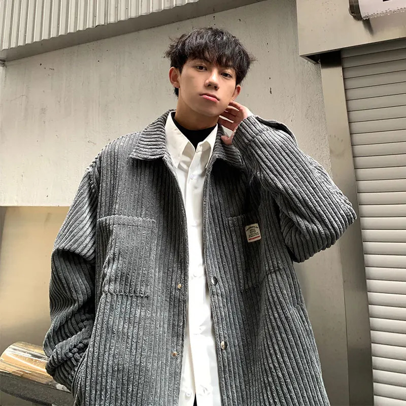 Men's Jackets Men Autumn Warm Slim Fit Corduroy Jackets Men's Streetwear Hip Hop Coat Male Teen Casual Jacket Single Breasted Lapel Tops 231