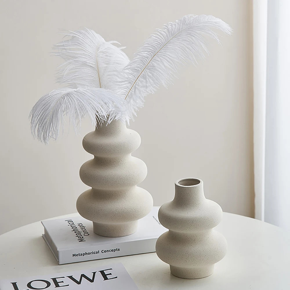 Vases Nordic Style Ceramic Vase Decoration White Modern Home Flower Pot Living Room 231128