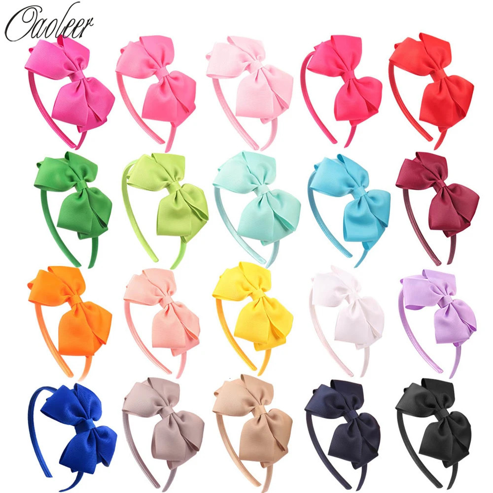 Hair Accessories 20pcs/Lot Girls Solid Hairband grosgrain ribbon Hair Bow Headband Handmade Kids Hair Accessories Birthday Christmas Gift 231124