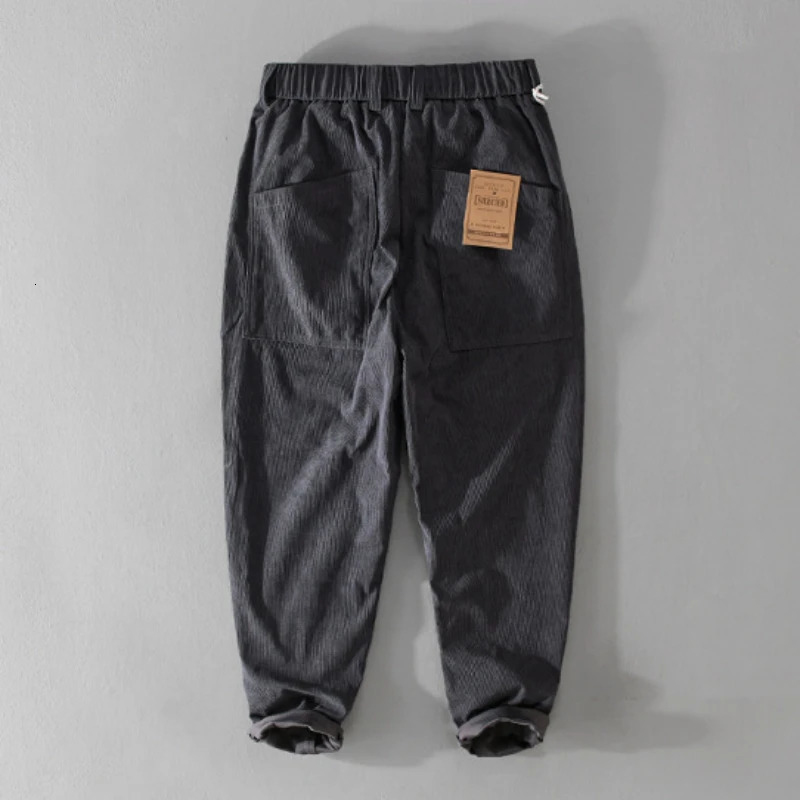 Men's Pants Autumn Simple Corduroy Pants Men Clothing Casual Solid Color Elastic Waist Soft Street Joggers Men Trousers F7627 231129