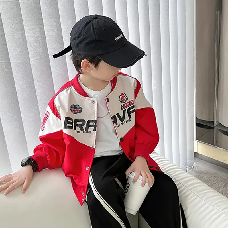 Down Coat 2023 Boys Baseball Jacket Spring Autumn Unisex Baby Boy Racing Children Top Motorcycle Kids Fashion Outwear 2 8Y 231128