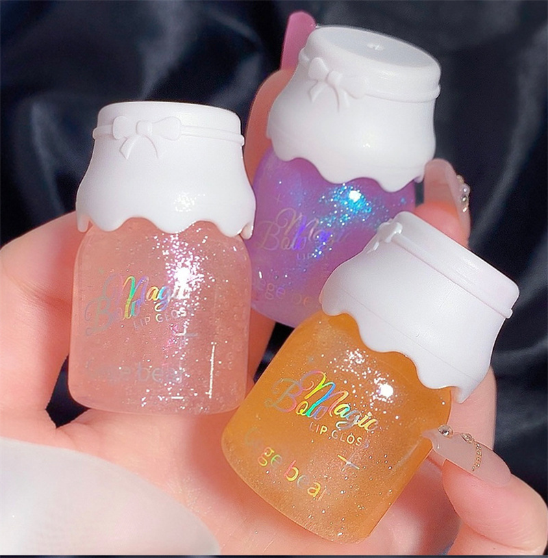Luxury Cute Milk Jar Gloss Lip Plumper Oil Moisturizing Lipstick Glitter Long Lasting maquillaje Lipgloss Makeup Free Shipping X260307