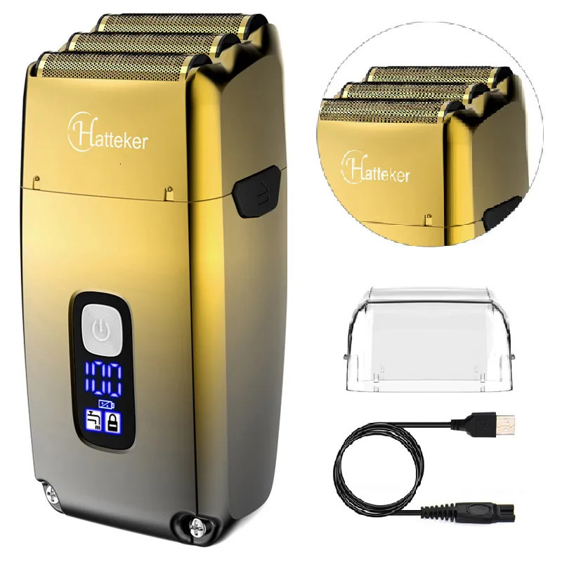 Electric Shavers Rechargeable Hair Beard Electric Shaver For Men Powerful Electric Razor Head Bald Shaving Machine Wet Dry 3-Blade Shave System 231128