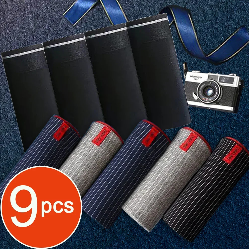 Underpants 9 Pieces Man Panties Men Cotton Boxer Pants Anti Bacterial Breathable Underwear Plus Size Head Mens Shorts Comfortable 231128Z