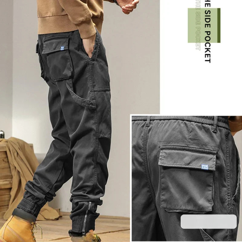 Men's Pants Winter Cargo Velvet Men's Winter Pants Drawstring Thickened Keep Warm Soft Cotton Retro Street Trousers J98679 231129
